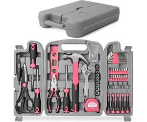 Hi-Spec Cassetta Attrezzi Completa Rosa, Valigetta Attrezzi 54 Pezzi con Utensili Manuali per Riparazioni Fai da Te in Casa e Ufficio, Kit per Principianti
