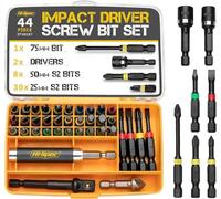 Hi-Spec Inserti per Avvitatore, Set Inserti Avvitatore a Percussione con Attacco Esagonale 1/4", Prolunga Flessibile, Bussole e Adattatore, in Custodia Compatta, 43 Pezzi