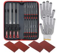 Hi-Spec Lime per Ferro e Lime ad Ago, Acciaio al Carbonio | sbavatura e rifinitura precise, presa confortevole nei lavori manuali, set ordinato con spazzola e astuccio, 16 pc