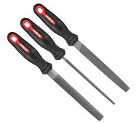 Hi-Spec Lime, Set Lime per Ferro e Lime ad Ago in Acciaio al Carbonio per Sbavare e Sagomare Metallo/Legno, con Spazzola e Astuccio con Cerniera, 3 Pezzi