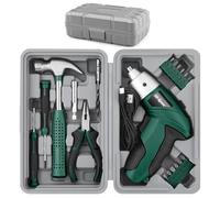 Hi-Spec Set 19 pezzi Cacciavite Elettrico USB Verde 3.6V & Kit Utensili Casa Fai-da-Te. Cacciavite cordless ricaricabile e box compatto per utensili a mano