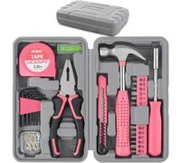 Hi-Spec Set Attrezzi, Cassetta Attrezzi Completa Compatta per Casa e Ufficio, Kit Fai da Te per Riparazioni Domestiche di Base, 25 Pezzi in Valigetta Portatile, Rosa