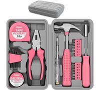 Hi-Spec Set Attrezzi, Cassetta Attrezzi Completa Compatta per Casa e Ufficio, Kit Fai da Te per Riparazioni Domestiche di Base, 24 Pezzi in Valigetta Portatile, Rosa