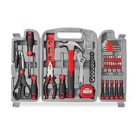 Hi-Spec set di attrezzi Rosso per il fai da te, per il giardinaggio, il garage ed i lavori di casa da 54 pezzi. Set di strumenti essenziali per le riparazioni domestiche ed i lavori casalinghi