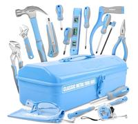 Hi-Spec Set Attrezzi Principianti, Cassetta in Metallo | interventi rapidi e ordinati, presa comoda, pronto per piccoli lavori, facile da riporre, 33 pc
