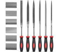 Hi-Spec set da 6 lime a mano piccole per metallo. Lime in acciaio fine e micro. Piatta, mezza tonda, tonda e triangolare per lavori artigianali, metallo e legno