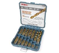 Hi-Spec Set di punte da trapano in una custodia. Per foratura fai-da-te di metallo, ferro, legno e plastica con punte in acciaio HSS rivestite