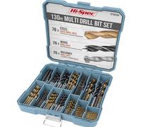 Hi-Spec Set di punte da trapano in una custodia. Per foratura fai-da-te di metallo, legno e plastica con punte in acciaio HSS rivestite in titanio