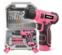Hi-Spec Set di Trapano Avvitatore Elettrico Senza Fili da 8V Rosa da 110 Pezzi per Donne. Punte da Trapano, Bussole e Set di Inserti per Cacciavite in una Valigetta Portatile per Signore