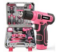 Hi-Spec Set di Trapano Avvitatore Elettrico Senza Fili da 8V Rosa da 74 Pezzi e Set Completo di Utensili in Valigetta Portatile per Donne