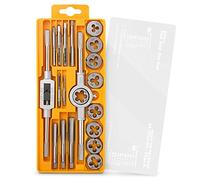 Hi-Spec Set Maschi e Filiere Metriche 20 Pezzi. Completo da M3 a M12 con Filetti Fini e Grossi per Taglio e Ripristino, con Giramaschi in Valigetta Compatta
