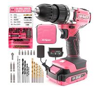 Hi-Spec Set Rosa 58 Pezzi Trapano Avvitatore Senza Fili 18V da Donna con Batteria Ricaricabile, Inserti Avvitatore, Punte per Legno e Metallo. In Valigetta Compatta
