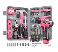 Hi-Spec Set Trapano Avvitatore a Batteria 8V Cordless con Kit Utensili Casa, Trapano Elettrico Ricaricabile USB, Valigetta Compatta Rosa, Ideale per Fai da Te e Lavori Domestici