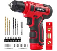 Hi-Spec trapano avvitatore 8V USB ricaricabile cordless con set punte e inserti. Ideale per avvitare e forare legno e materiali leggeri. Kit fissaggio a parete incluso, colore Rosso