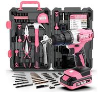 Hi-Spec Trapano Avvitatore a Batteria 18V, Set Attrezzi da Lavoro Completo Rosa con Cacciavite, Pinze e Chiavi, 81 Accessori in Valigetta, per Fai da Te Casa e Garage
