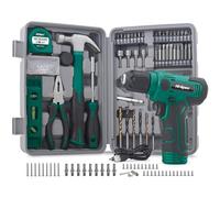 Hi-Spec trapano avvitatore a batteria 8V set attrezzi casa USB ricaricabile kit compatto con accessori essenziali Verde ideale per fai da te riparazioni manutenzione progetti domestici