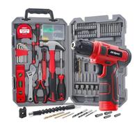 Hi-Spec Trapano Avvitatore a Batteria 8V USB Ricaricabile con Set Completo di Attrezzi per la Casa - Trapano Elettrico Senza Fili con Cassetta Portautensili Compatta, Rosso