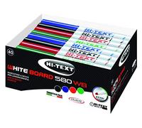 Hi-Text Marcatore per lavagna 580WB, punta tonda, valigetta 40 pezzi: 15 pezzi nero, 10 pezzi blu, 10 pezzi rosso, 5 pezzi verde