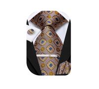 Hi-Tie 63''70'' Cravatta da uomo con cravatta extra lunga per affari | Cravatta a righe con motivo cachemire per uomini grandi e alti, quadrata da taschino, gemelli, fermacravatta