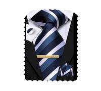 Hi-Tie 63''70'' Cravatta da uomo con cravatta extra lunga per affari | Cravatta a righe con motivo cachemire per uomini grandi e alti, quadrata da taschino, gemelli, fermacravatta