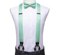 Hi-Tie Silk bretella da uomo in metallo 6 clip su bretelle papillon fazzoletto da polso gemelli maschio festa di nozze Business Vintage regolabile