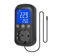 HIADA Presa di controllo della temperatura digitale con sensore impermeabile, riscaldamento controllo del raffreddamento, spina termostatica, interruttore di temperatura per serra, acquario, terrario