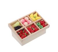 HIAKDOFT 1 Set Mini Vetrina Per Frutta Espositore Per Mini Bambole Rastrello Per Verdure Per Bambole Mini Accessori Per Bambole Decorazione Di Mobili in Miniatura Mini Verdure Resina