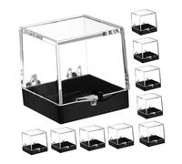 HIAKDOFT 10 Pezzi scatola di campioni di minerale piccolo display calcolo chiaro campione piazza mini vetrina esposizione di roccia Visualizza rock vetrina in pietra plastica Trasparente