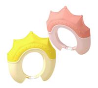 HIAKDOFT 2 Cuffia Doccia Regolabile in Silicone per Tutela di Occhi e Orecchie Cappellino Bagnetto Adattabile di Diverse Età Colorati Rosa e Giallo