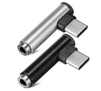 HIAKDOFT 2 pezzi Adattatore Audio Mini USB C Jack Angolo per Cuffie Smartphone Nero e Grigio Leggero e Compatto Sonora Design Antigraffio e Maneggevole per Gaming