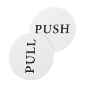 HIAKDOFT 2 pezzi Cartelli Adesivi Rotondi per Porte in Acrilico Segnaletica Push Pull Autoadesiva per Negozi e Uffici Confezione Design Bianco