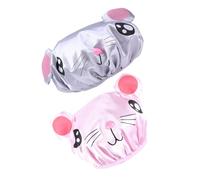 HIAKDOFT 2 pezzi Cuffia Doccia in Satin con Fascia Cappello Bagno Riutilizzabile per Ragazzi e Ragazze Protezione Capelli da Acqua e Nodini Adatto per Dormire e Bagnetto