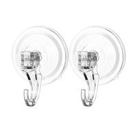 HIAKDOFT 2 Pezzi Ganci Ventosa Trasparenti Ganci Riutilizzabili Resistenti per Cucina e Bagno Supporto Forte Senza Forare per Piastrelle Vetri Doccia e Muri Lisci