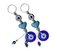 HIAKDOFT 2 pezzi Portachiavi con Occhio Turco e Cuore Blu Accessori per Borsa e Auto Ciondolo Decorativo Resistente e Morbido Charm Porta Fortuna Elegante e Versatile