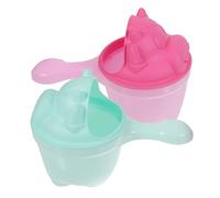 HIAKDOFT 2 pezzi Tazza Shampoo per Coppa Risciacquo Resistente Bagnetto e Viaggio Design Cartoon Rosa e Verde