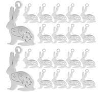HIAKDOFT 20 Pezzi Ciondoli Pasquali a Forma di Coniglio in Acciaio Inox 20g, Pendenti per Braccialetti e Collane Fai da Te, Accessori per Creazione Gioielli e Amuleti Artigianali