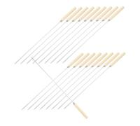 HIAKDOFT 25 pezzi Spiedini Barbecue in Inox con in Legno Antiscivolo Resistenti al Calore per Arrosticini Verdure e Accessori Bbq per Grigliate Esterne