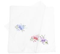 HIAKDOFT 3 Pezzi Fazzoletti da Tasca da Donna in Cotone Ricamo Floreale e Pizzo Fazzoletti Quadrati Tascabili 29 CM per Uso Quotidiano e Occasioni Speciali
