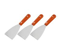 HIAKDOFT 3 pezzi Spatole per Barbecue in Acciaio con Manico in Legno Resistente al Calore Spatola Inclinata Ergonomica per Cucina Rimuovi Bistecca e Utensile Pratico per Arrosticini 3pcs