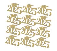 HIAKDOFT 30 Pezzi Pezzo di Carta del 2025 Vaso Coriandoli di Diploma Centrotavola per Festa di Laurea Forniture per La Festa di Laurea Targa di Laurea Etichette per Vasi di Fiori Golden