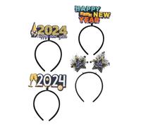 HIAKDOFT 4 Pezzi Fasce Capodanno Cerchietti Leggeri e Colorati per Party e Photo Booth Accessori Capelli Happy Year per Feste e Cosplay