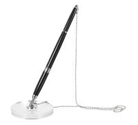 HIAKDOFT 4 Pezzi Penna da Banco Fissa con Base in Cristallo Design Stabile per Scrivania Ufficio Penna da Reception per Banche ed Executive da Tavolo Nero e Argento