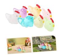 HIAKDOFT 48 Pezzi Mini Resin Chicken Figurines Luminous Glow in The Dark DIY Garden Bonsai Decor Small Cute Animal Figures For Indoor Outdoor Use