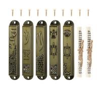 HIAKDOFT 5 Pezzi Mezuzah Ebraica Vintage Metallo Set per Decorazione Oggetto Religioso Retro e Ufficio Significativa Decorazione Hannukah e Natale