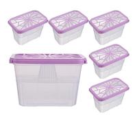 HIAKDOFT 6 Pezzi Contenitori Deumidificatori Riutilizzabili in Plastica con Carta Assorbente, Scatole Anti-umidità Portatili per Armadio, Bagno e Lavanderia, Contenitori Sostitutivi