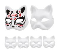 HIAKDOFT 6 pezzi Maschere Gatto Vuote da Dipingere Carta Ecologica per Cosplay e Feste di Halloween Accessori Sicuri e Facili da Colorare per Adulti