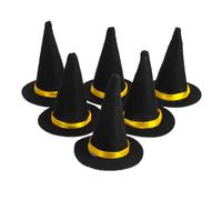 HIAKDOFT 6 Pezzi Mini Cappelli da Strega in Nero Decorazioni Riutilizzabili per Bottiglie Vino e Halloween Accessori da Te per Feste e Cosplay