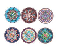 HIAKDOFT 6 pezzi Tovagliette Mandala Antiscivolo Sottobicchieri Esotici Protettivi per Resistenti e Flessibili e Ufficio