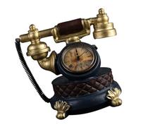 HIAKDOFT Orologio da Tavolo Vintage in Resina Dorata Decorazione da Scrivania retrò Creativa per Casa e Ufficio Riproduzione Telefono Antico Ornamento Retro per Soggiorno e Studio