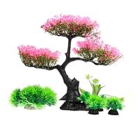HIAKDOFT Piante Finte per Acquario in Plastica Resistente Decorazioni Subacquee Sicure per Pesci Accessori Acquario Tropicale con Effetto e Base Differenziata